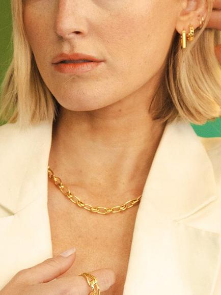 Daisy London Daisy x Polly Newman Vintage-Style Link Chain Necklace, Gold - view 2, Gold