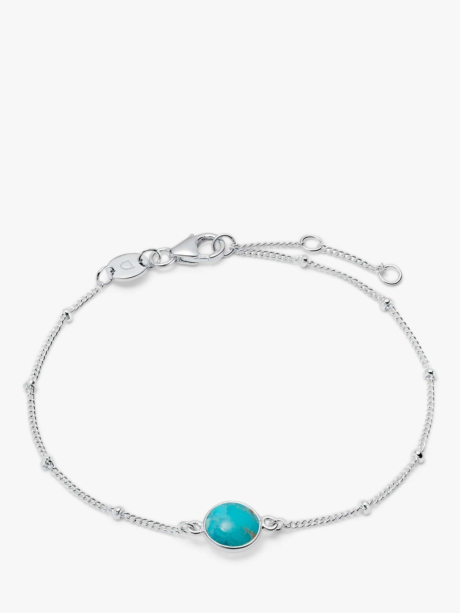 Product image 1 of 3, which shows Daisy London Turquoise Stone Bobble Bracelet, Silver