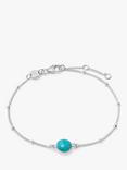 Daisy London Turquoise Stone Bobble Bracelet, Silver