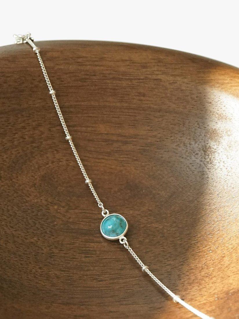 Product image 2 of 3, which shows Daisy London Turquoise Stone Bobble Bracelet, Silver
