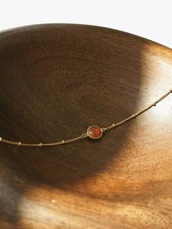 Daisy London Round Semi-Precious Healing Stone Bead Chain Bracelet, Gold - view 2, Gold