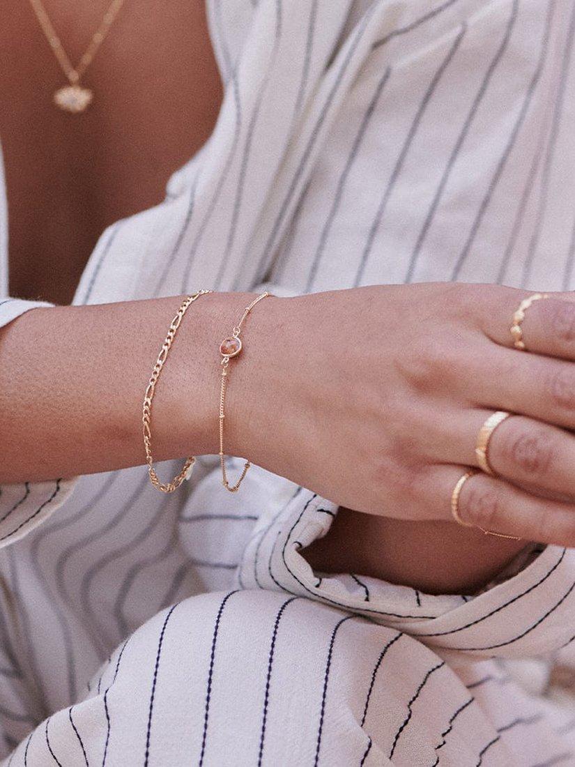 Product image 3 of 3, which shows Daisy London Healing Charm Chain Bracelet, Gold/Coral
