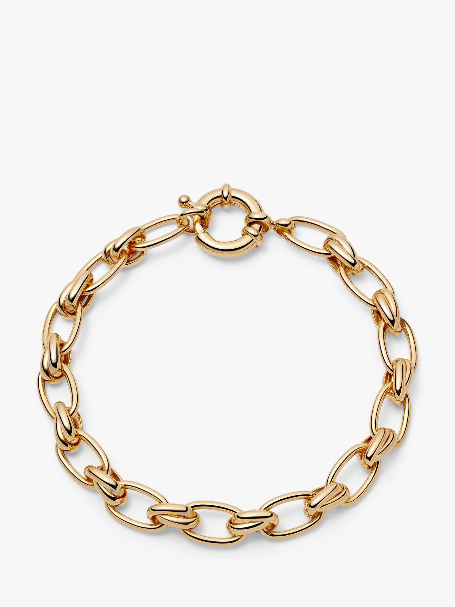 Product image 1 of 3, which shows Daisy London Daisy x Polly Sayer Vintage-Style Link Chain Bracelet, Gold