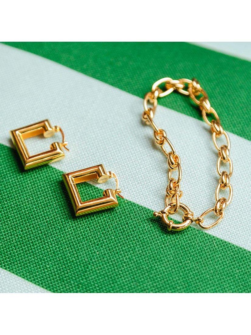 Product image 2 of 3, which shows Daisy London Daisy x Polly Sayer Vintage-Style Link Chain Bracelet, Gold