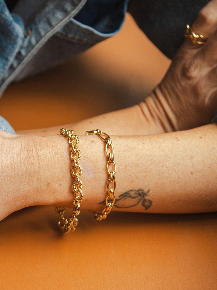 Product image 3 of 3, which shows Daisy London Daisy x Polly Sayer Vintage-Style Link Chain Bracelet, Gold
