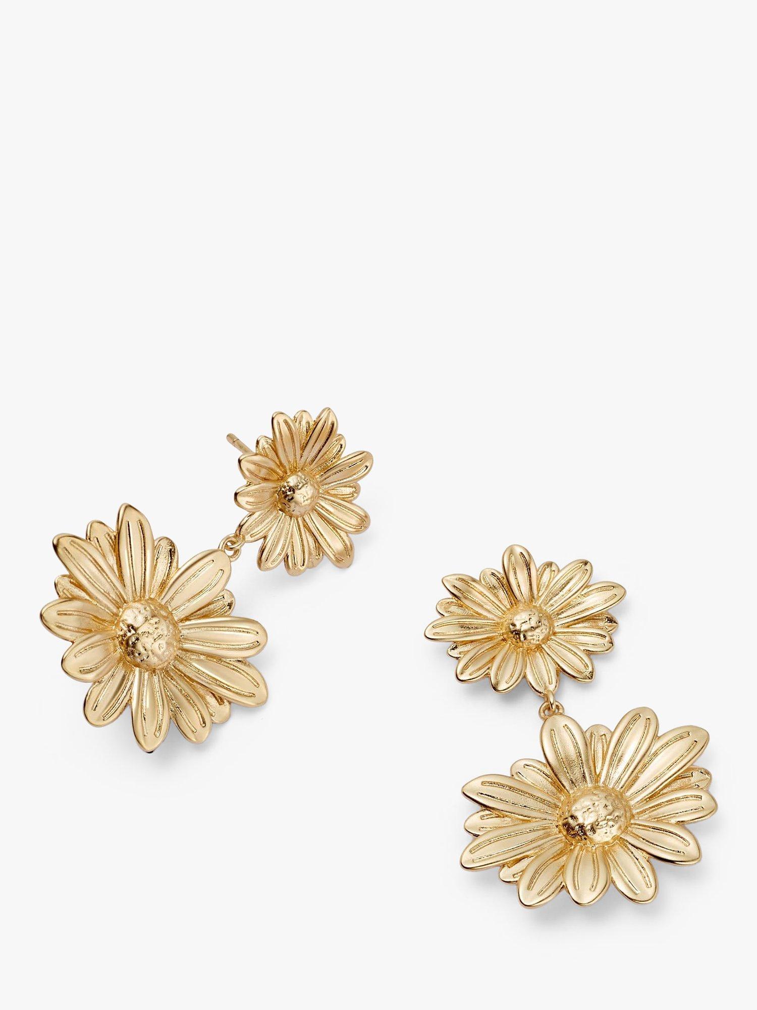 Product image 1 of 3, which shows Daisy London Daisy Flower Drop Earrings, Gold