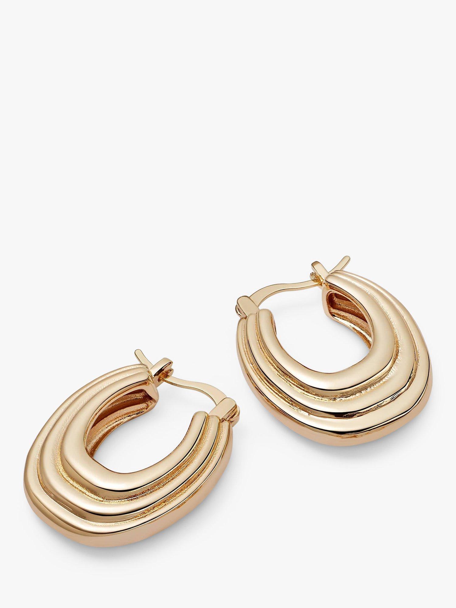 Product image 1 of 3, which shows Daisy London Daisy x Polly Sayer Chunky Ridge Hoop Earrings, Gold