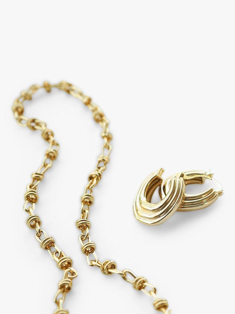 Product image 2 of 3, which shows Daisy London Daisy x Polly Sayer Chunky Ridge Hoop Earrings, Gold