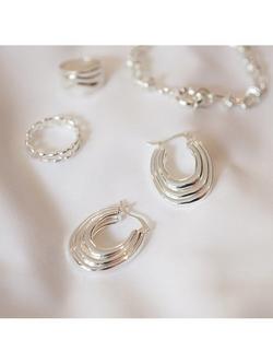 Daisy London Daisy x Polly Sayer Chunky Ridge Hoop Earrings - view 2, Silver