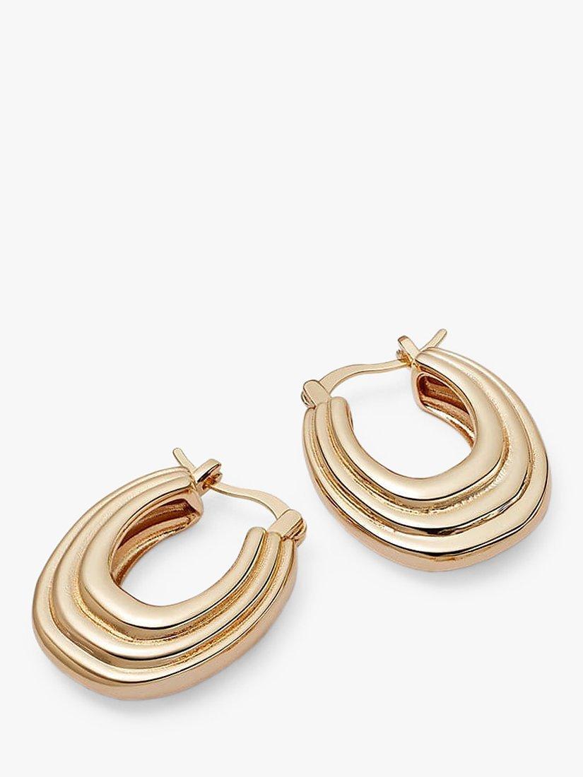Product image 1 of 3, which shows Daisy London Daisy x Polly Sayer Mini Ridge Hoop Earrings, Gold