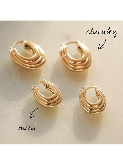 Daisy London Daisy x Polly Newman Mini Ridge Hoop Earrings - view 2, Gold