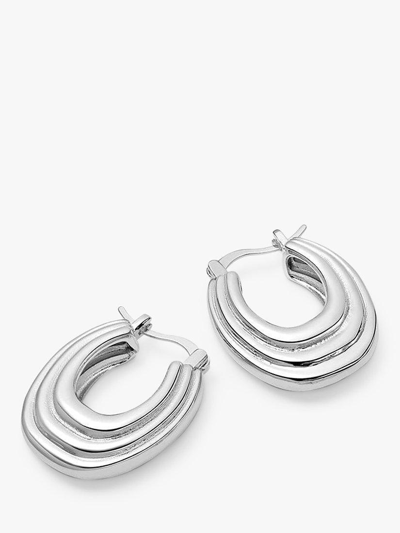 Product image 1 of 3, which shows Daisy London Daisy x Polly Sayer Mini Ridge Hoop Earrings, Silver