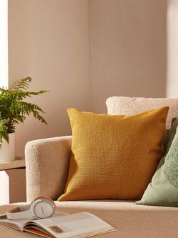 John Lewis Luce Textured Cushion - view 2, Ochre