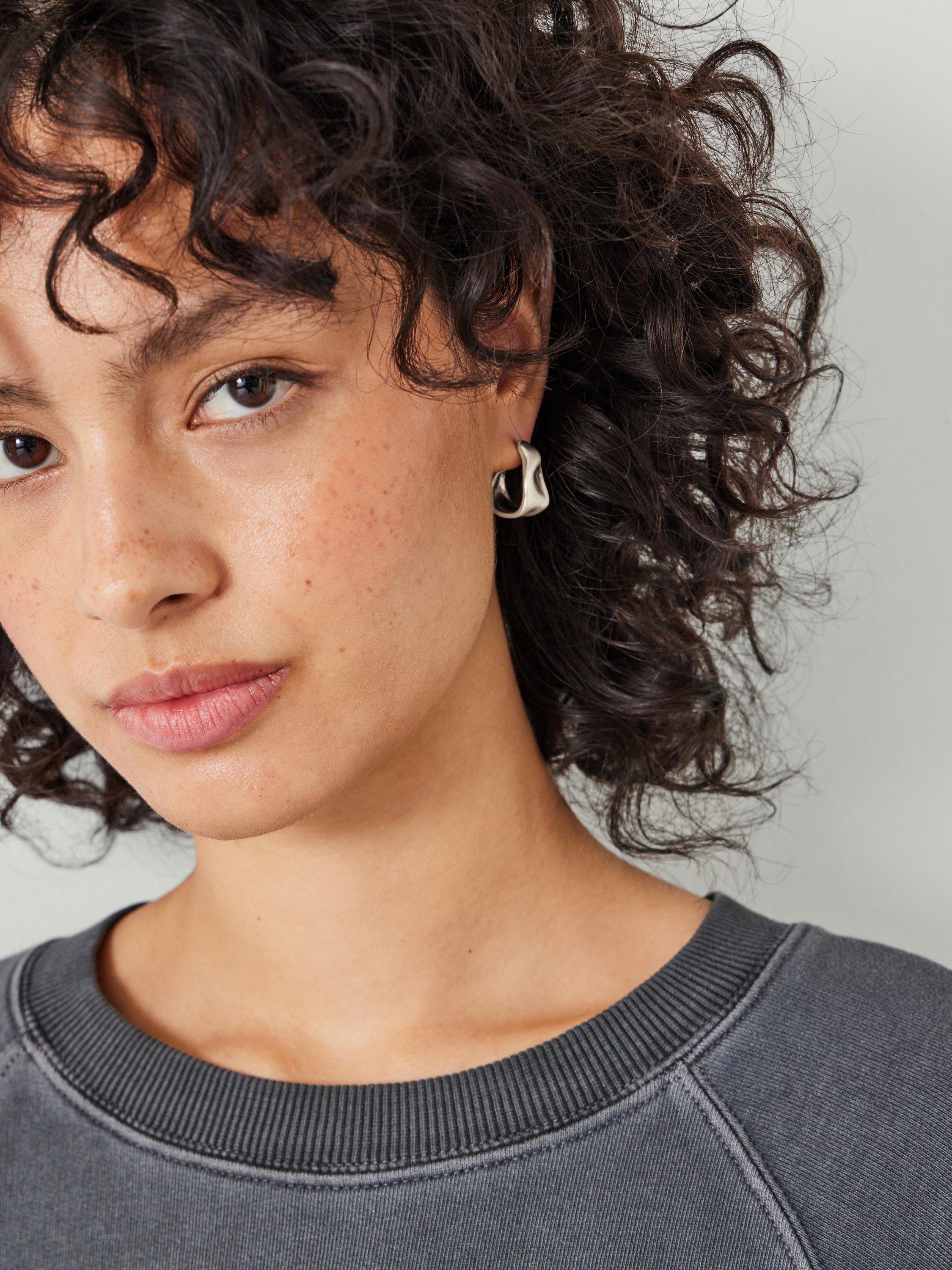 Product image 2 of 4, which shows HUSH Tally Irregular Hoop Earrings, Gold