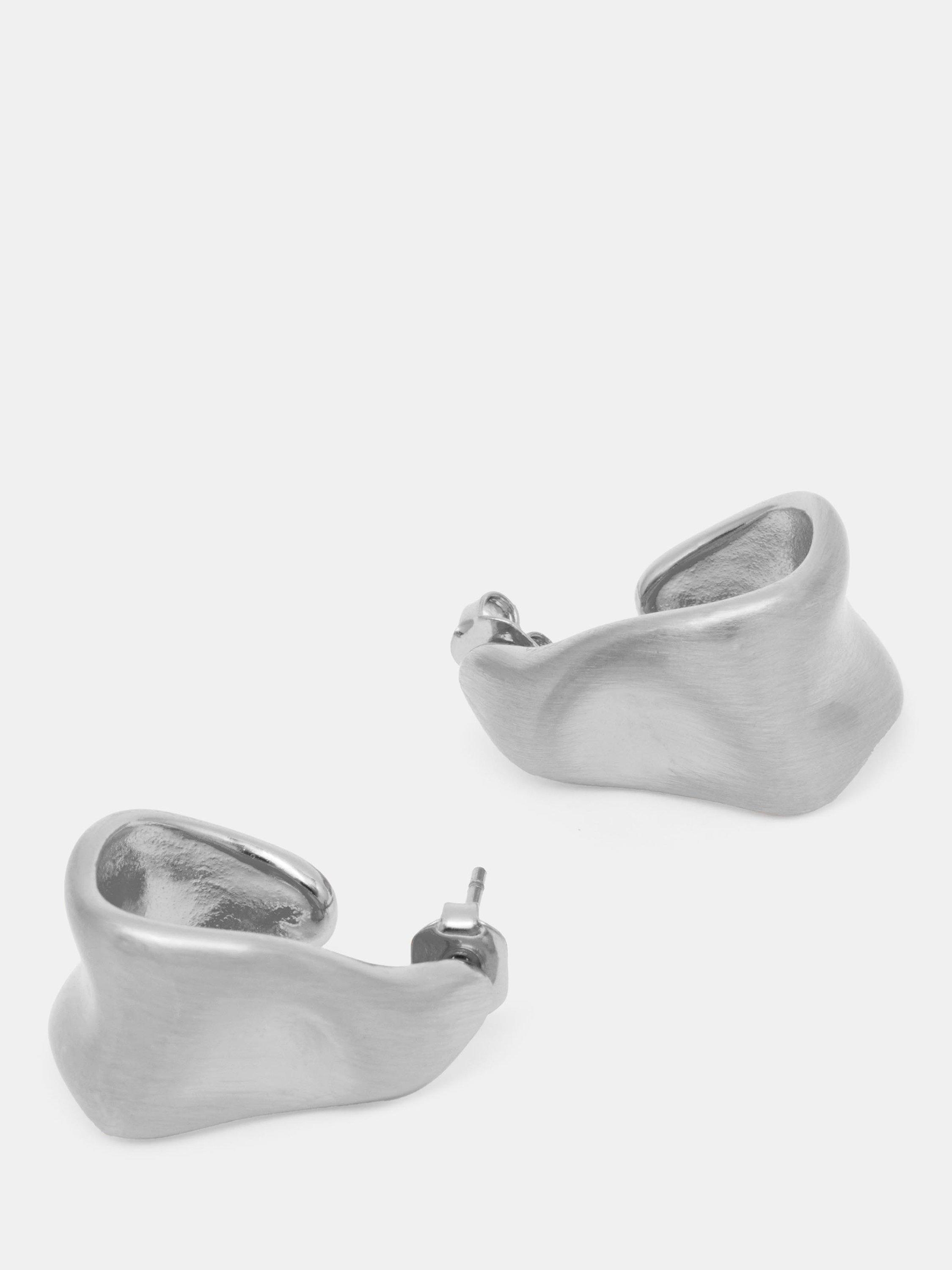 Product image 3 of 4, which shows HUSH Tally Irregular Hoop Earrings, Gold