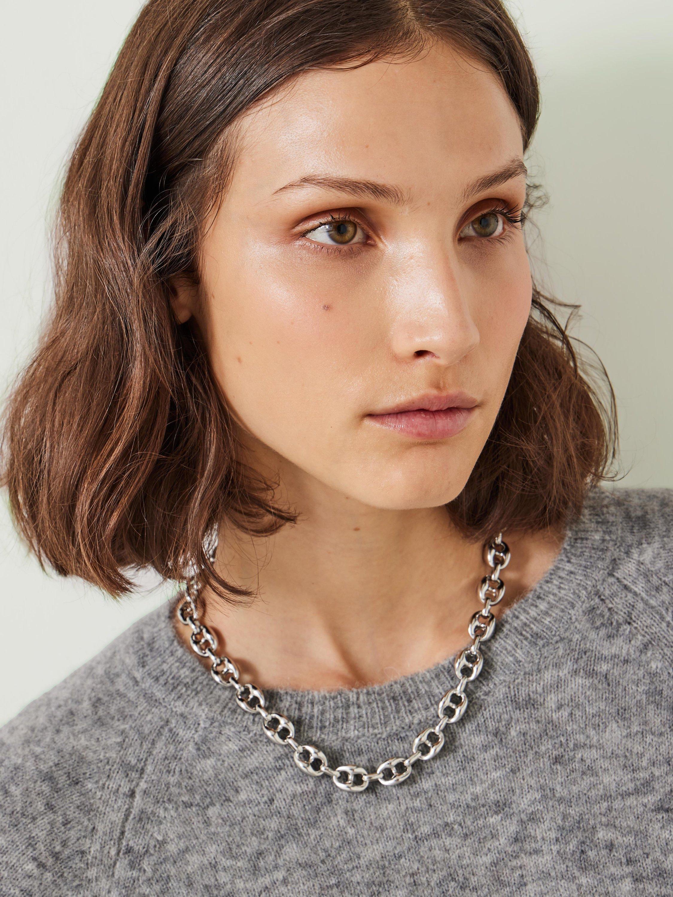 Product image 2 of 3, which shows HUSH Rima Collar Chain Necklace, Silver