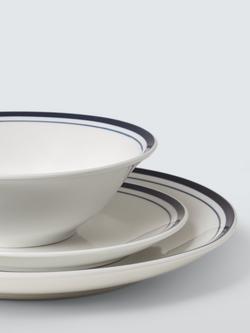 John Lewis Bistro Porcelain Dinnerware Set, 12 Piece, White/Navy - view 2, Blue