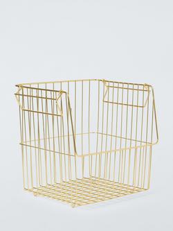 John Lewis Stacking Storage Basket, Gold