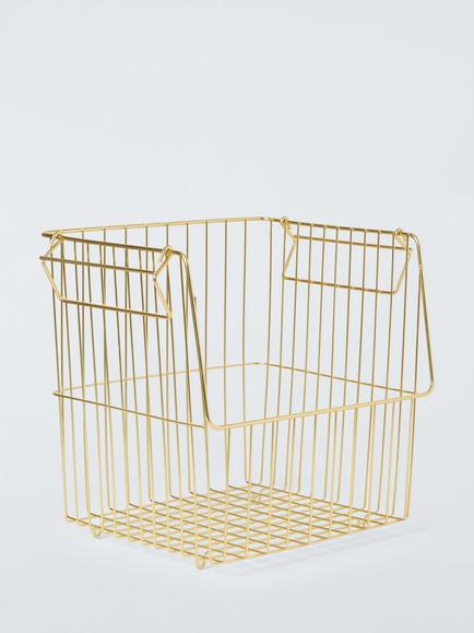 John Lewis Stacking Storage Basket, Gold