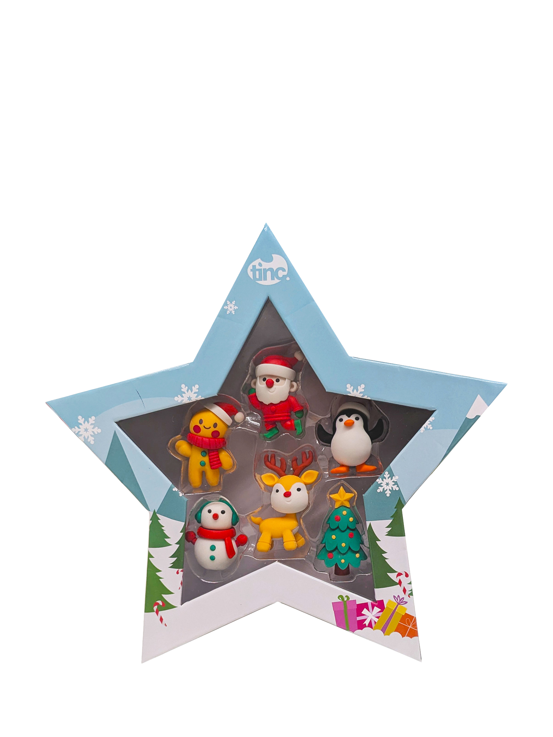 Tinc Christmas Erasers, Set of 6