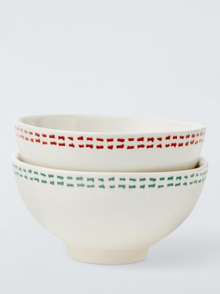 John Lewis X Deliciously Ella Stoneware Dip Bowl, Set of 2, 11.5cm, Multi, Multi