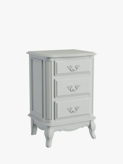 Laura Ashley Provencale 3 Drawer Bedside Table, Dove Grey