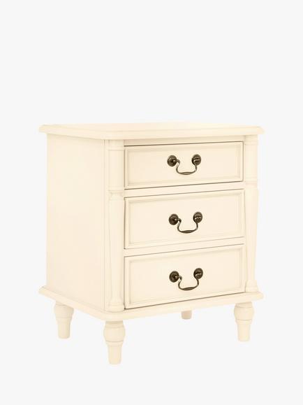 Laura Ashley Clifton 3 Drawer Bedside Table, Ivory, Ivory