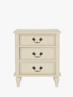 Laura Ashley Clifton 3 Drawer Bedside Table, Ivory - view 2, Ivory