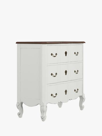 Laura Ashley Montpellier 3 Drawer Chest, Ivory, Ivory