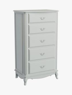 Laura Ashley Provencale Tall 5 Drawer Chest, Dove Grey