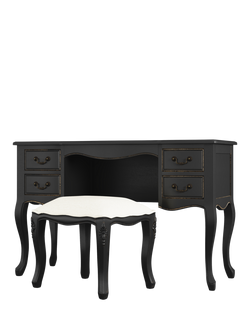 Laura Ashley Montpellier Dressing Table & Stool Set, Black, Black