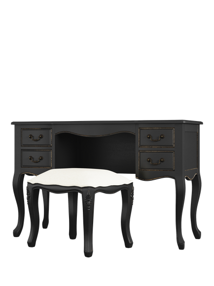 Laura Ashley Montpellier Dressing Table & Stool Set, Black, Black