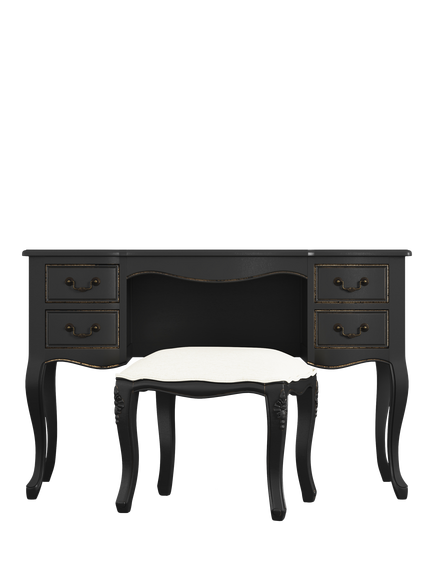 Laura Ashley Montpellier Dressing Table & Stool Set, Black - view 2, Black