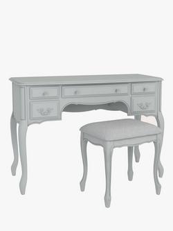 Laura Ashley Provencale 5 Drawer Dressing Table & Stool Set, Dove Grey, Dove Grey