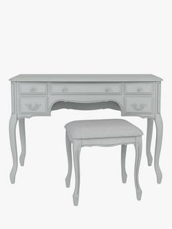 Laura Ashley Provencale 5 Drawer Dressing Table & Stool Set, Dove Grey - view 2, Dove Grey