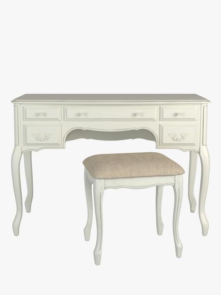 Laura Ashley Provencale 5 Drawer Dressing Table & Stool Set, Ivory - view 2, Ivory