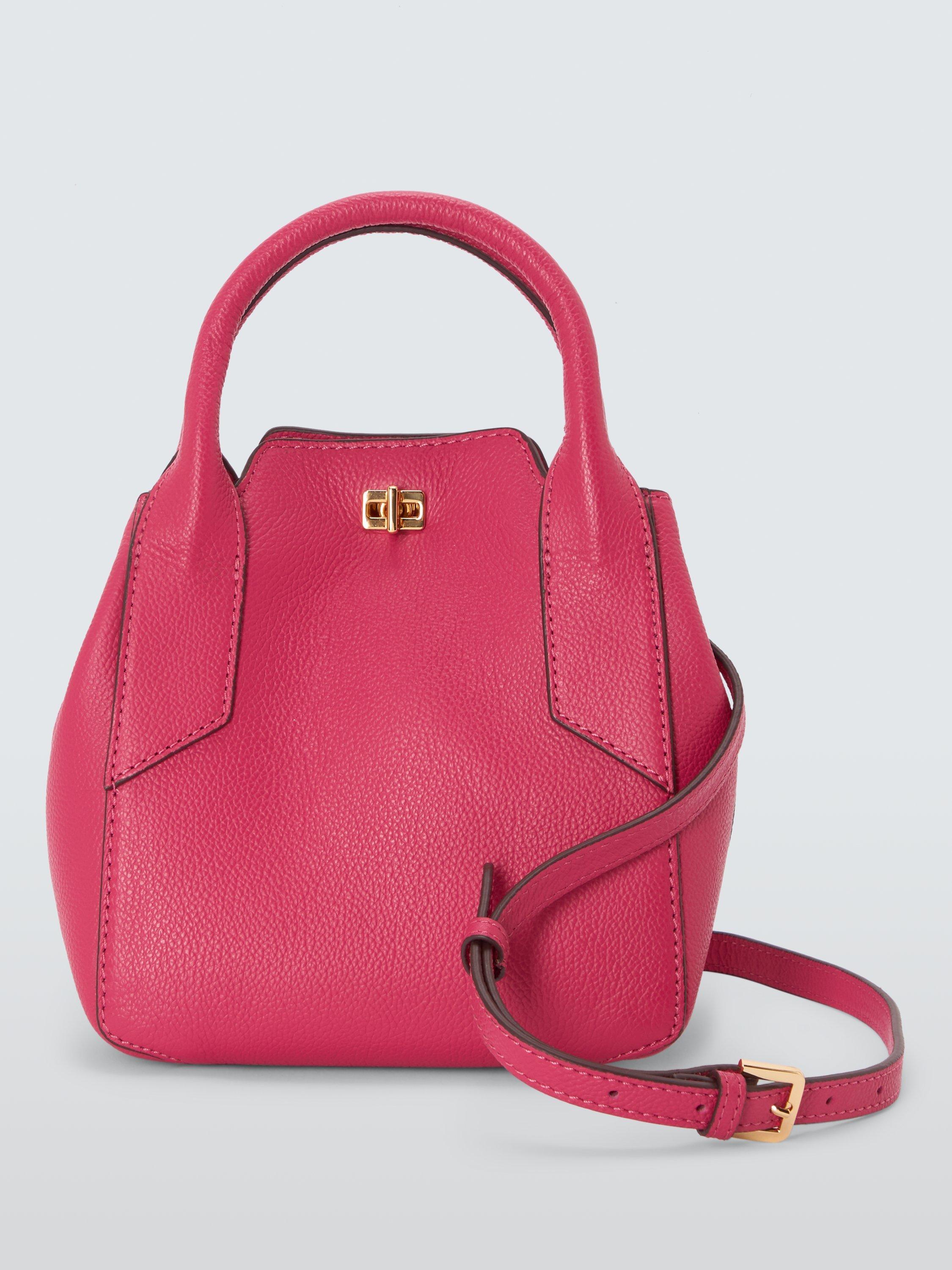 Product image 1 of 6, which shows John Lewis Box Leather Crossbody Bag, Barberry Pink
