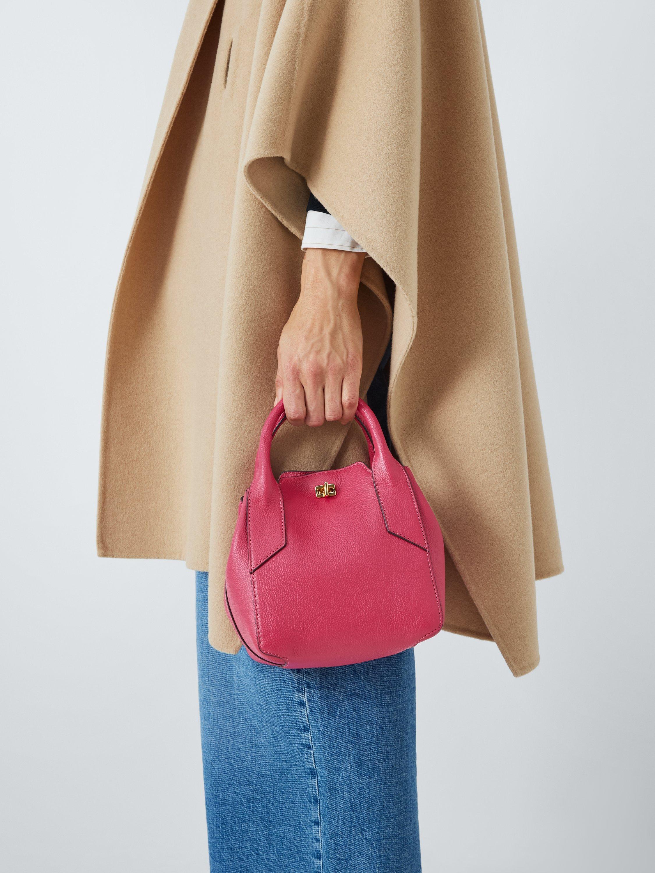 Product image 2 of 6, which shows John Lewis Box Leather Crossbody Bag, Barberry Pink