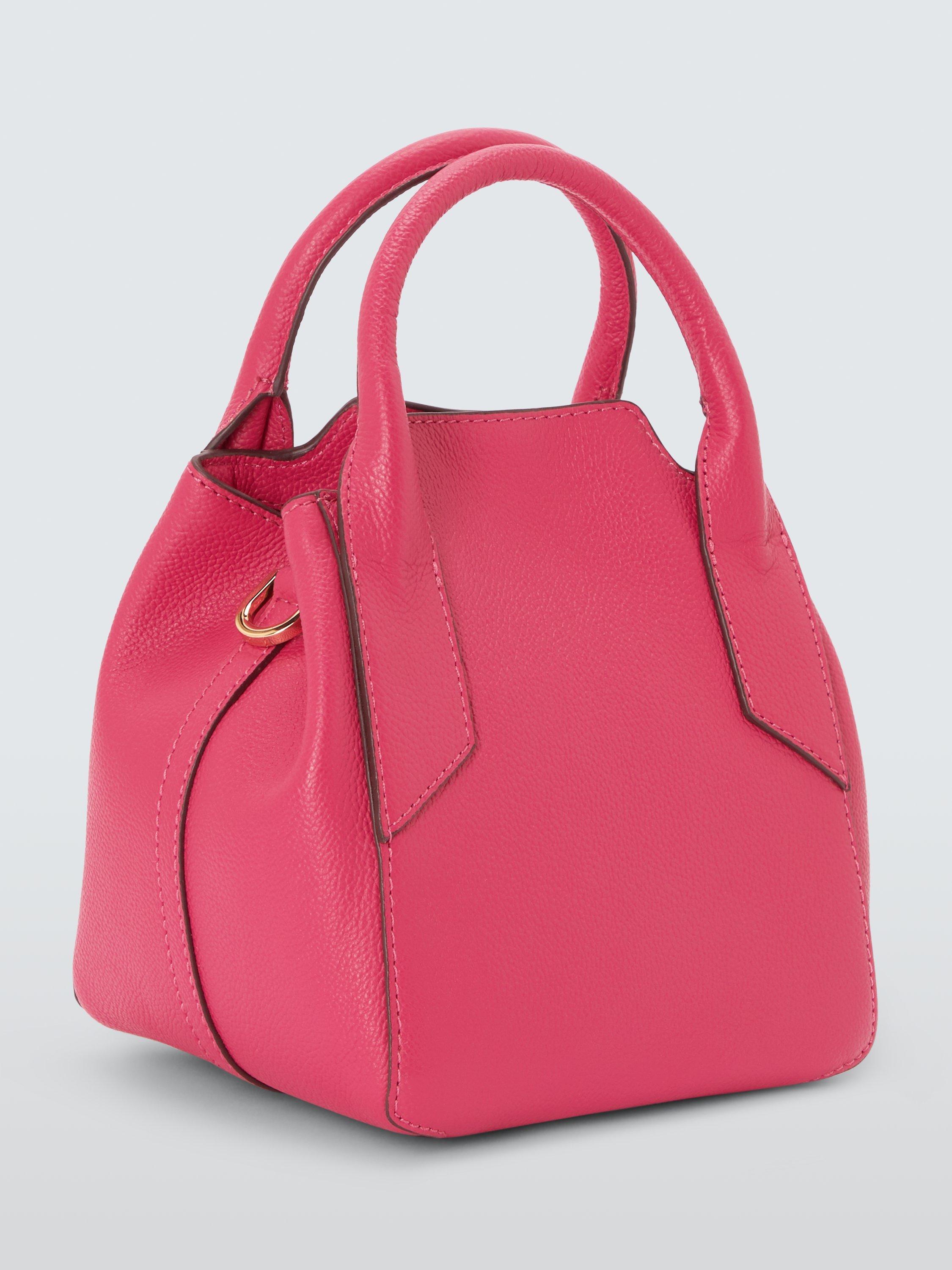 Product image 3 of 6, which shows John Lewis Box Leather Crossbody Bag, Barberry Pink