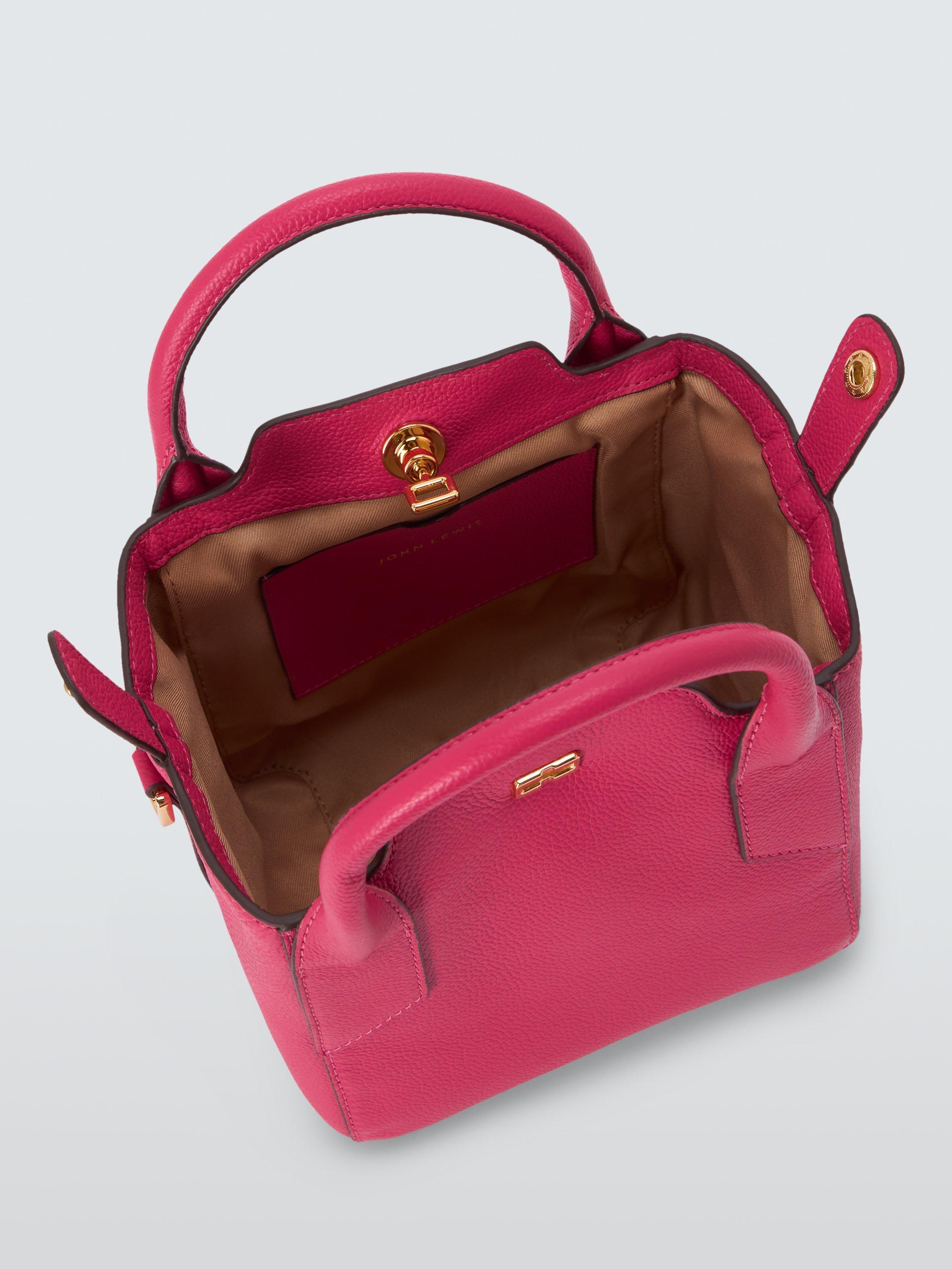 Product image 4 of 6, which shows John Lewis Box Leather Crossbody Bag, Barberry Pink