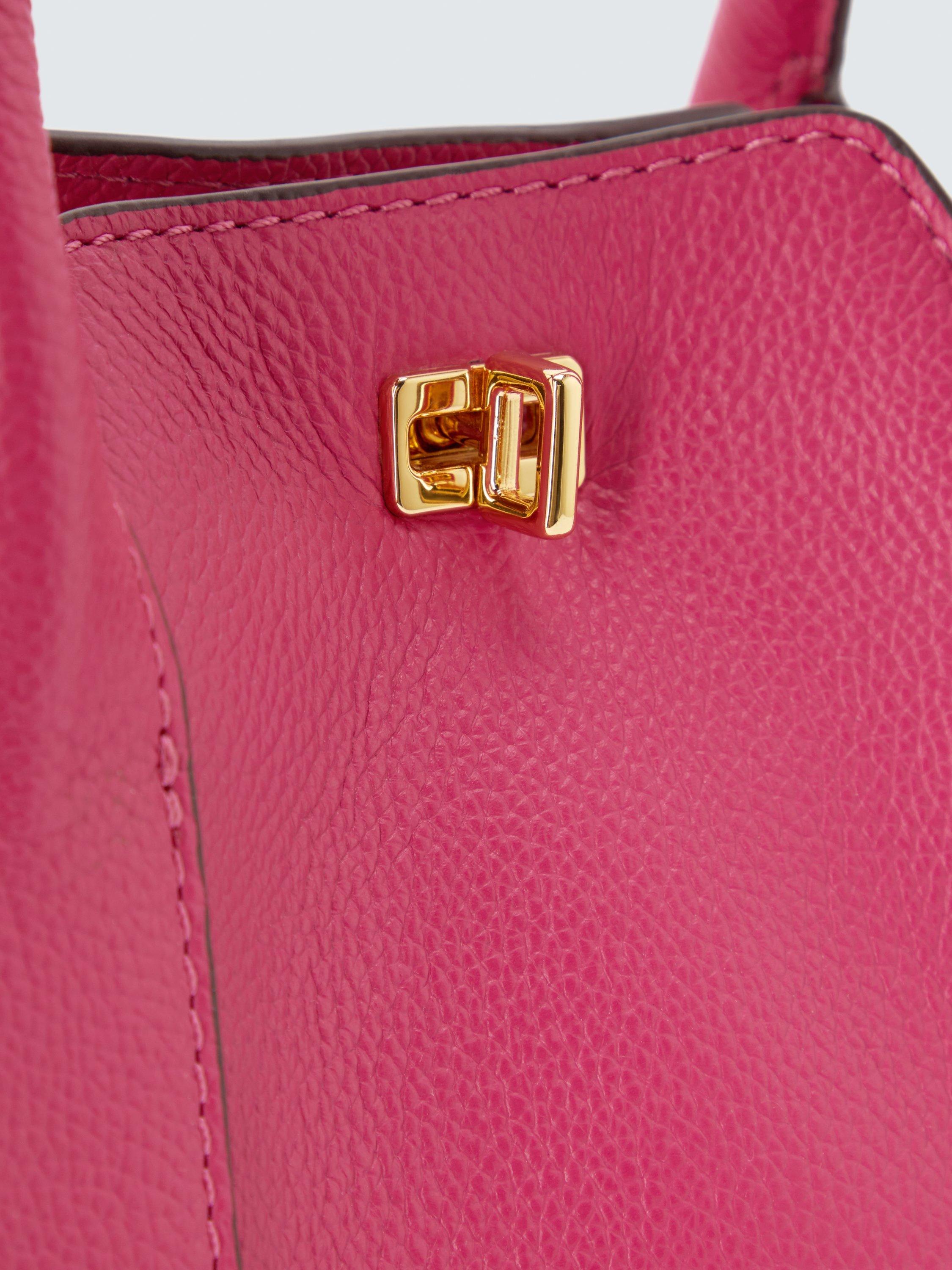 Product image 5 of 6, which shows John Lewis Box Leather Crossbody Bag, Barberry Pink