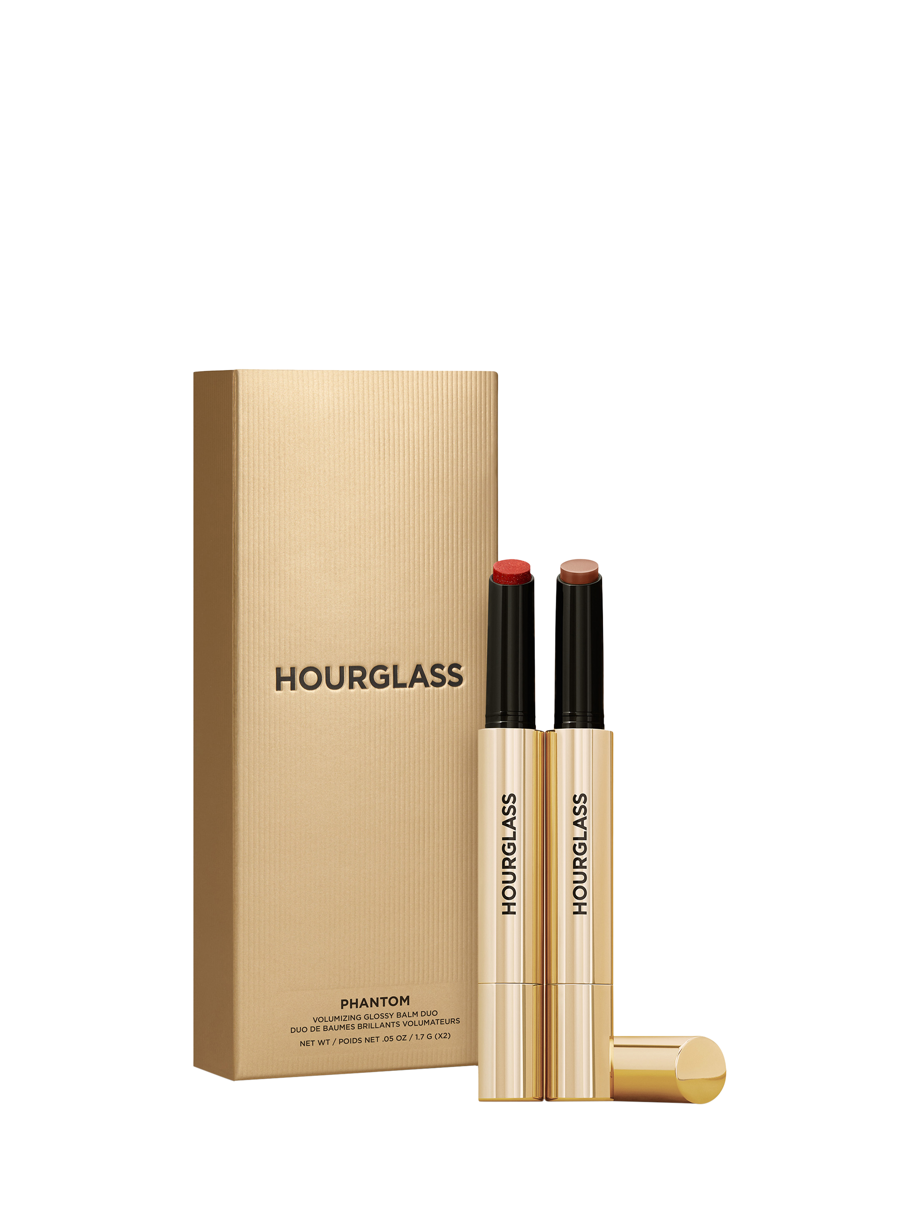 Product image 1 of 7, which shows Hourglass Phantom Volumising Glossy Balm Duo Mystic Edition Makeup Gift Set
