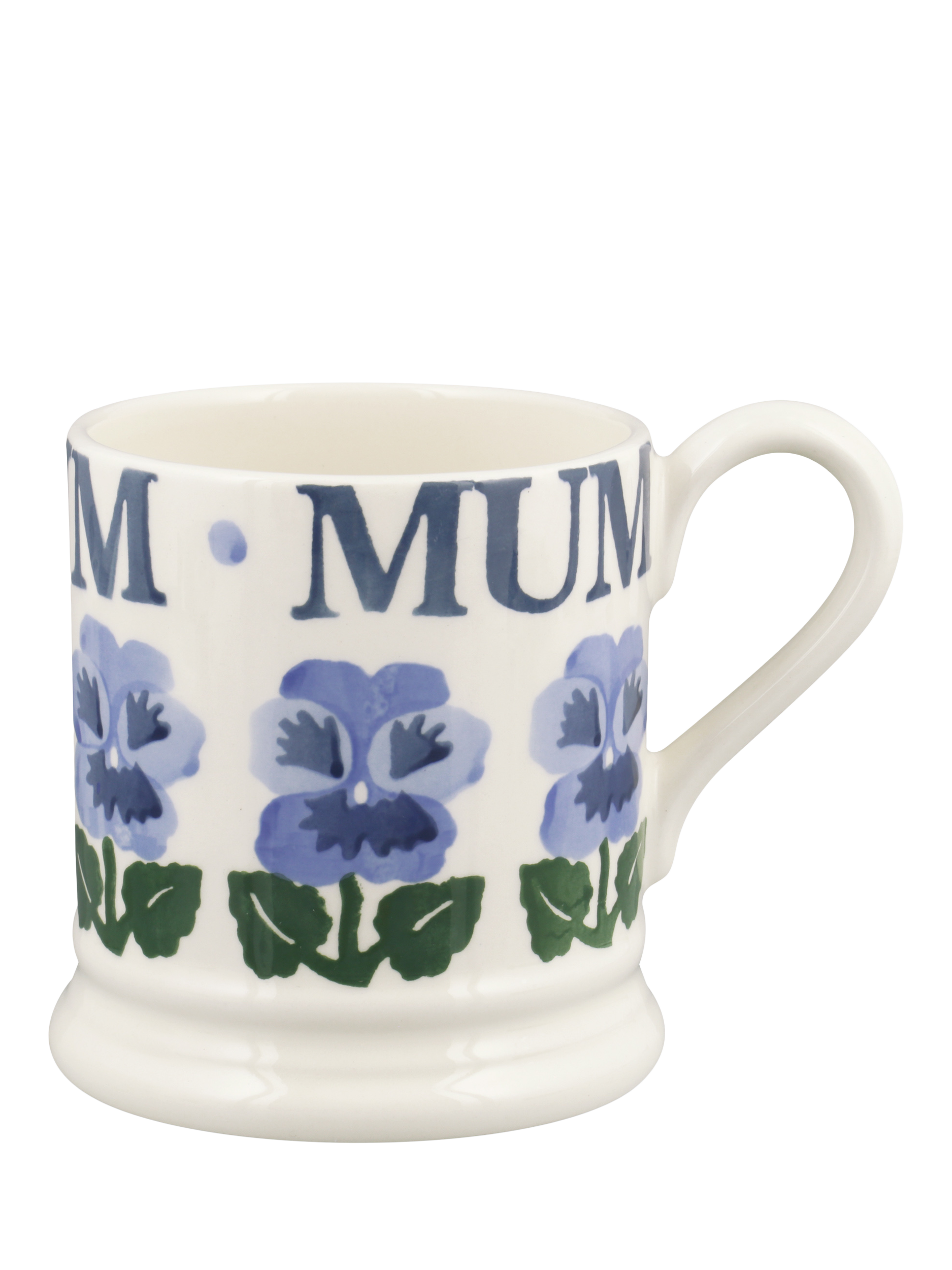 Emma Bridgewater Blue Pansies Mum Half Pint Earthenware Mug, 300ml