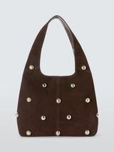 John Lewis x A.W.A.K.E. MODE Large Embellished Suede Hobo Bag, Brown