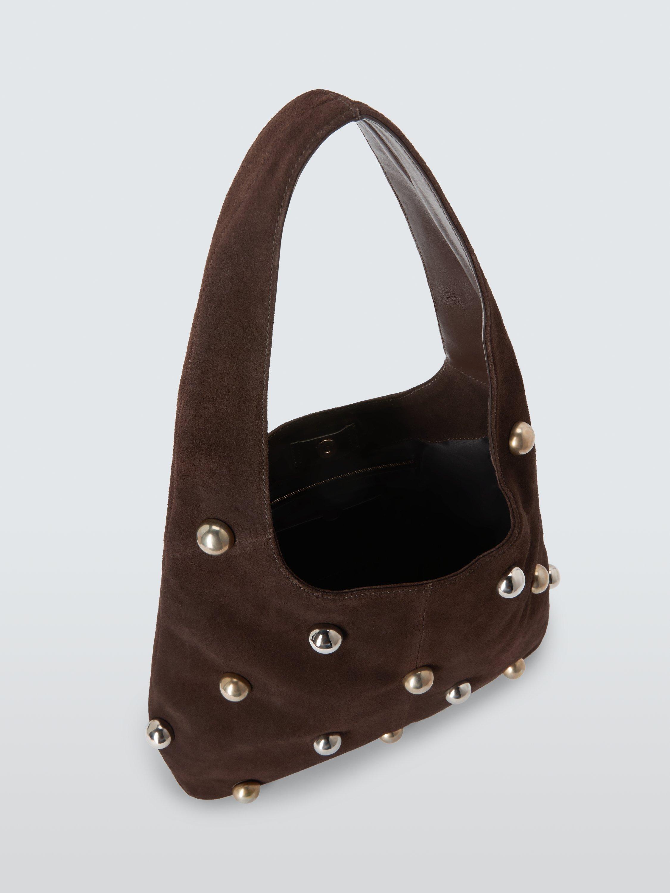 Product image 3 of 7, which shows John Lewis x A.W.A.K.E. MODE Large Embellished Suede Hobo Bag, Brown