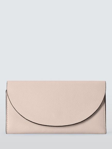 John Lewis Ara Leather Flapover Purse, Jet Stream