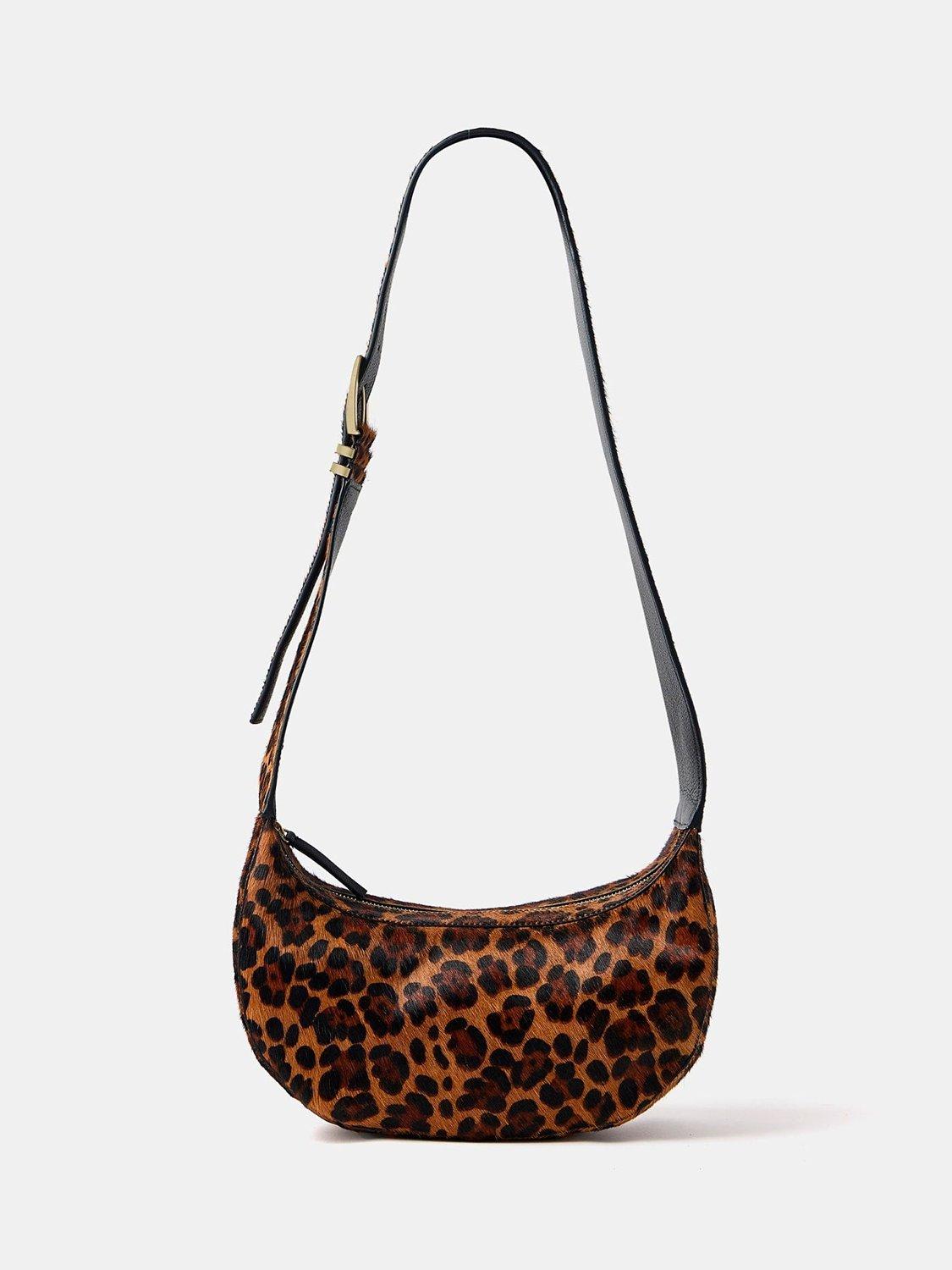 Mint Velvet Animal Print Sling Bag Tan Multi