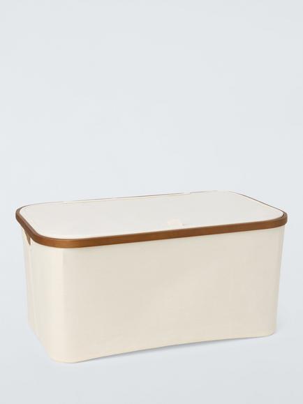John Lewis Bamboo Rim Lidded Storage Basket, H25 x W53.4 x D33cm, Natural