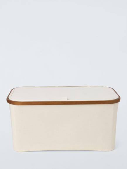 John Lewis Bamboo Rim Lidded Storage Basket, H25 x W53.4 x D33cm - view 2, Natural
