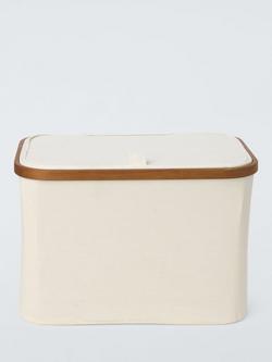 John Lewis Bamboo Rim Lidded Storage Basket, H25 x W38 x D26cm - view 2, Natural